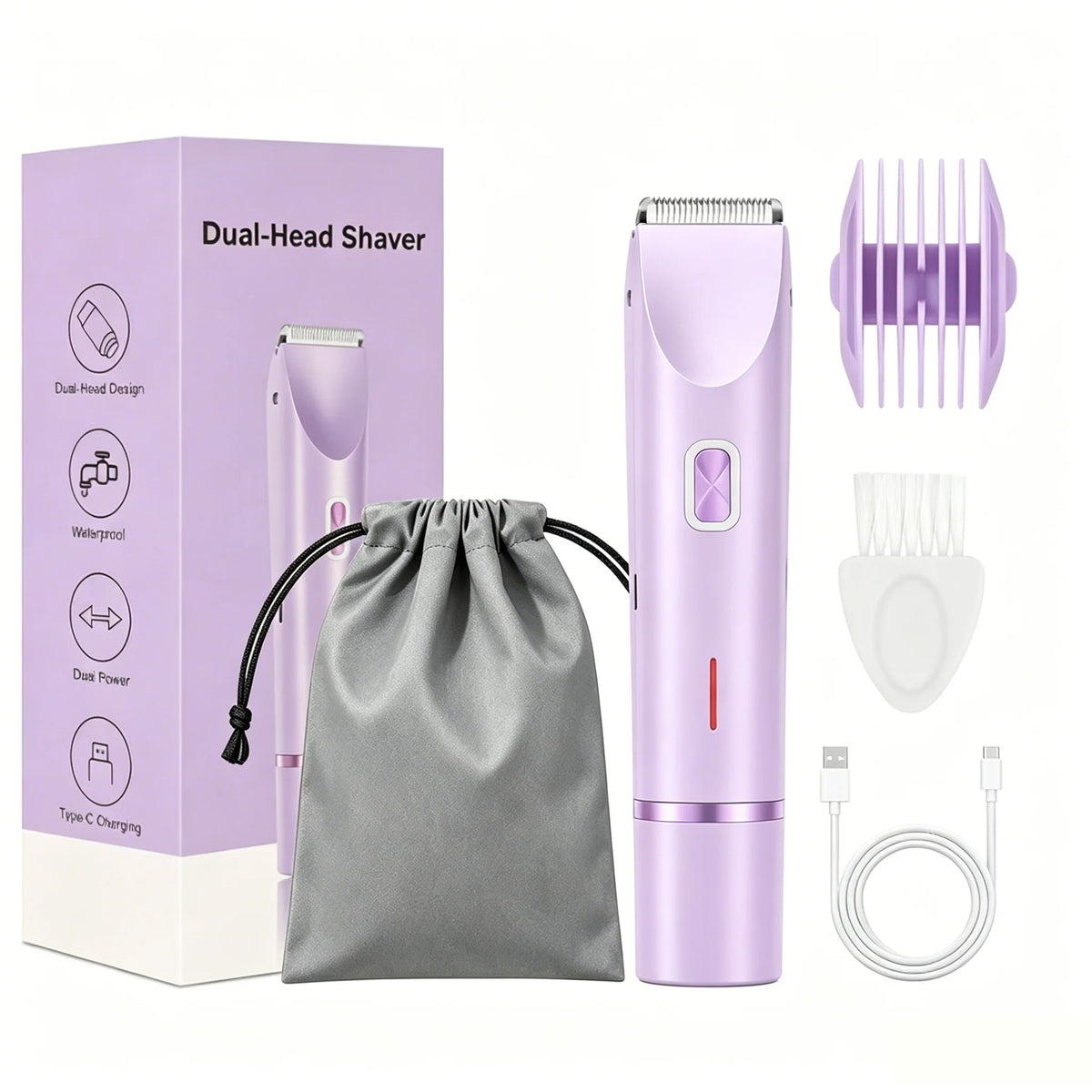 Rasoir électrique à double tête pour femme, rasoir féminin, épilateur corporel, jambe, ati elles, bikini, tondeuse électrique, usage touristique