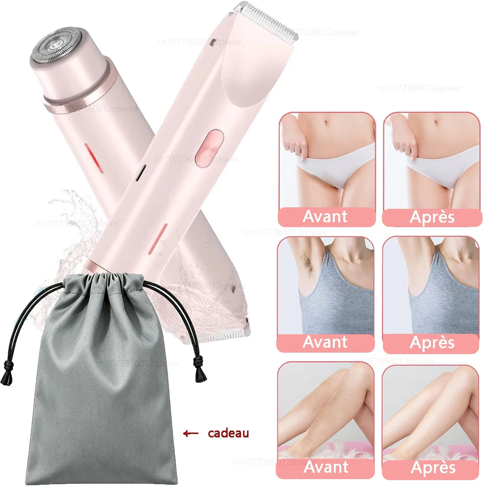 Rasoir électrique à double tête pour femme, rasoir féminin, épilateur corporel, jambe, ati elles, bikini, tondeuse électrique, usage touristique