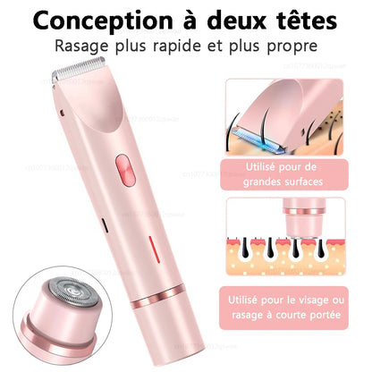 Rasoir électrique à double tête pour femme, rasoir féminin, épilateur corporel, jambe, ati elles, bikini, tondeuse électrique, usage touristique