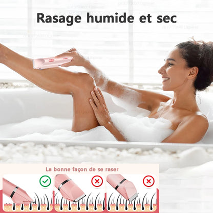 Rasoir électrique à double tête pour femme, rasoir féminin, épilateur corporel, jambe, ati elles, bikini, tondeuse électrique, usage touristique