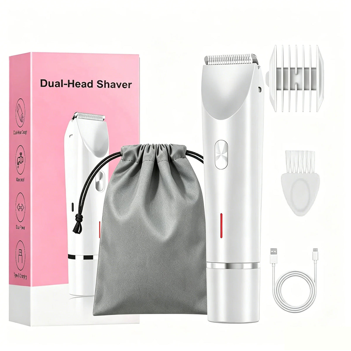 Rasoir électrique à double tête pour femme, rasoir féminin, épilateur corporel, jambe, ati elles, bikini, tondeuse électrique, usage touristique