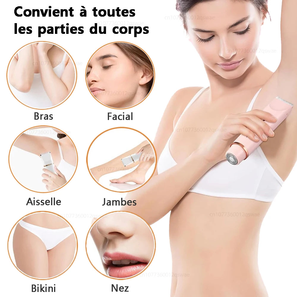 Rasoir électrique à double tête pour femme, rasoir féminin, épilateur corporel, jambe, ati elles, bikini, tondeuse électrique, usage touristique
